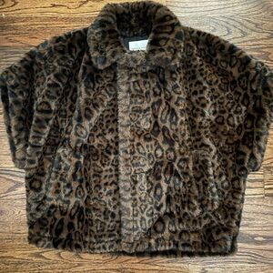 NWT Rebecca Minkoff Super Soft and luxurious Brown Faux Leopard Print Fur Coat